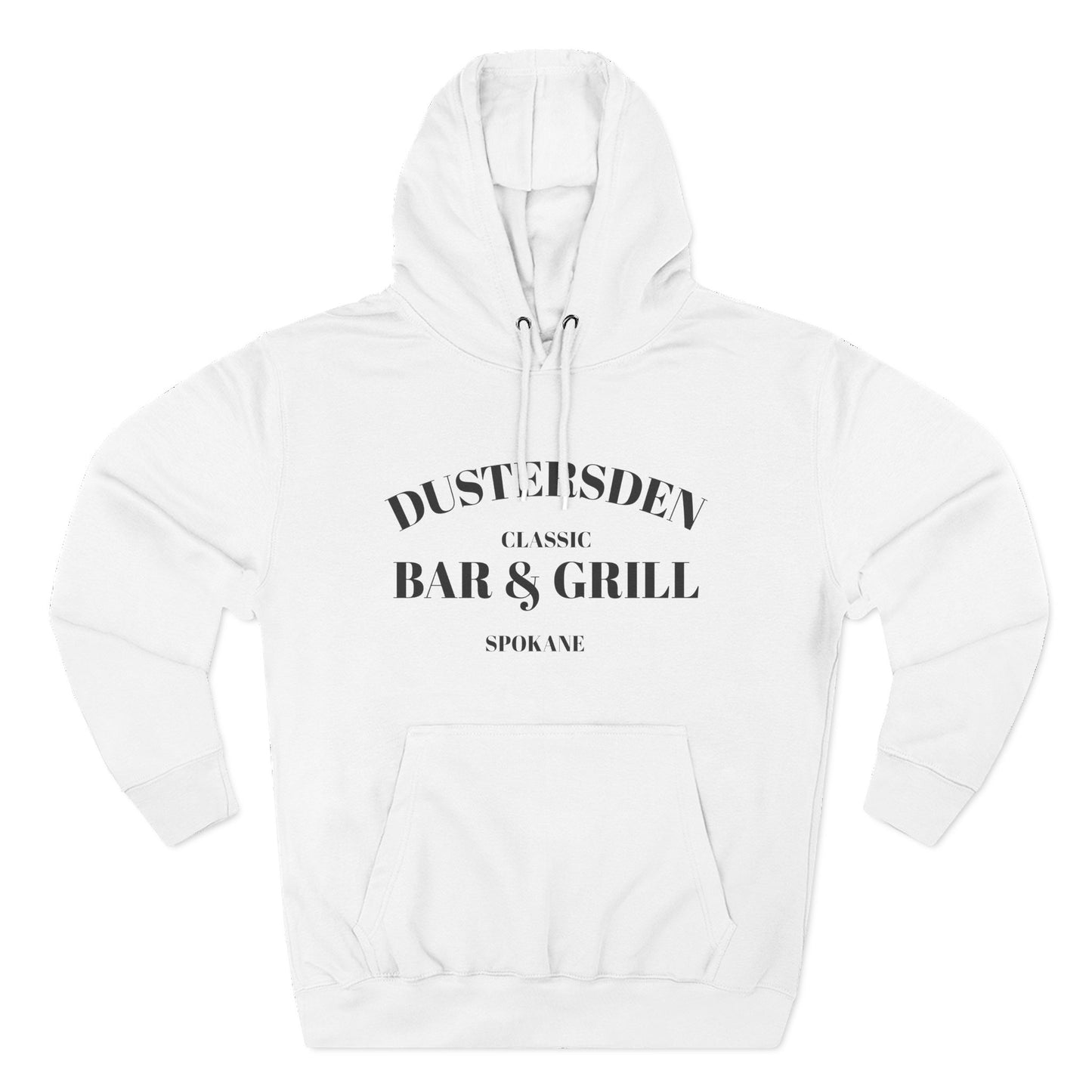 Dustersden Classic Bar and Grill Spokane Hoodie — Minimal Logo Fleece Pullover