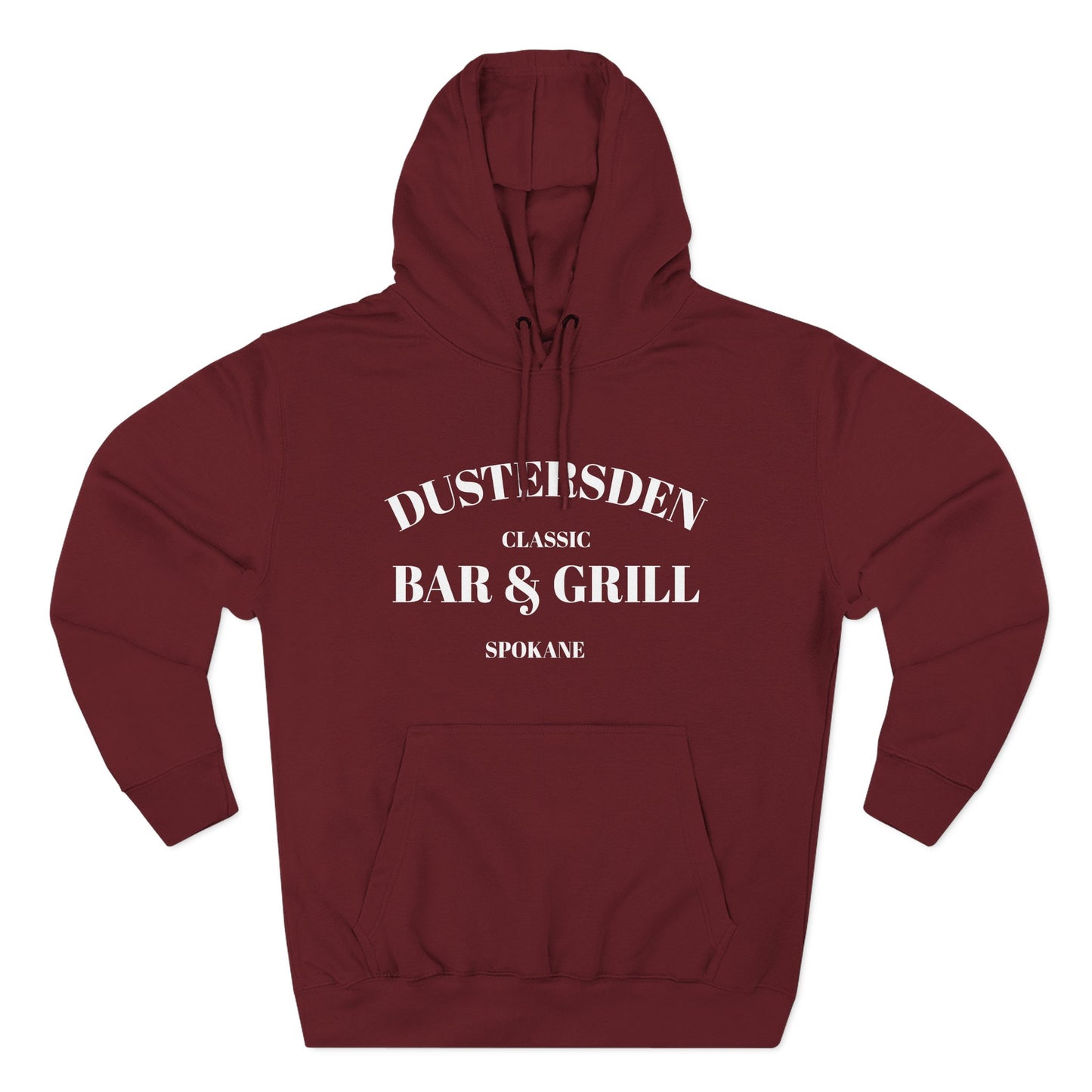 Dustersden Classic Bar and Grill Spokane Hoodie — Minimal Logo Fleece Pullover