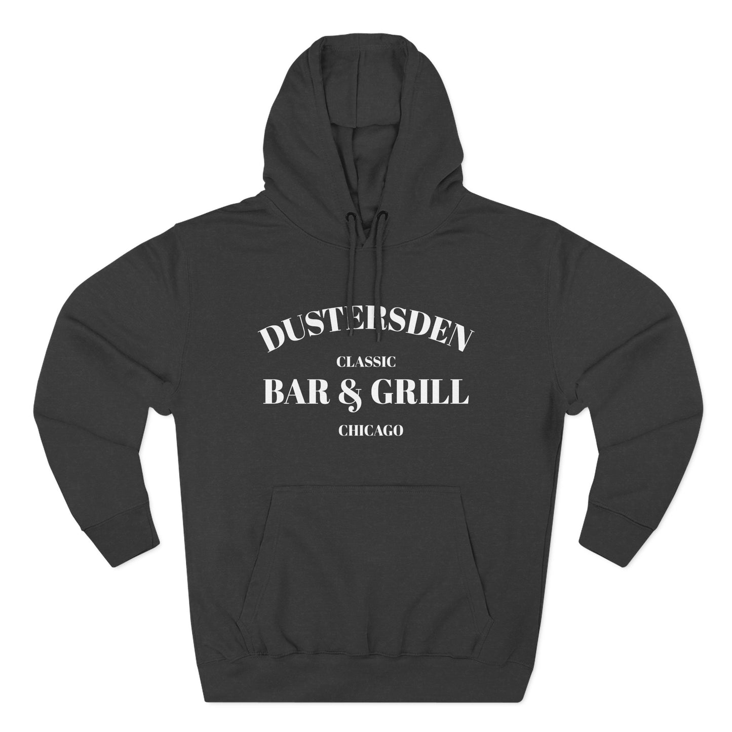 Dustersden Classic Bar and Grill Chicago Hoodie — Minimal Logo Fleece Pullover