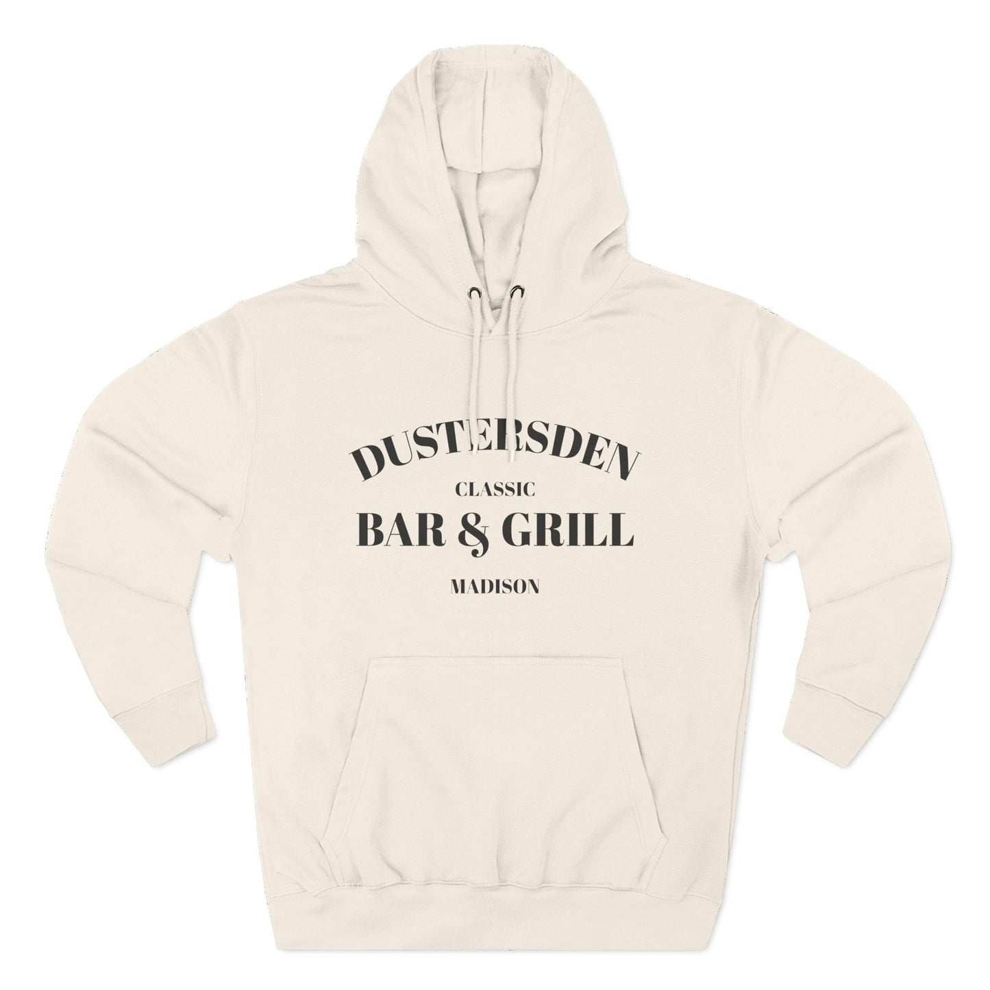 Dustersden Classic Bar and Grill Madison Hoodie — Minimal Logo Fleece Pullover