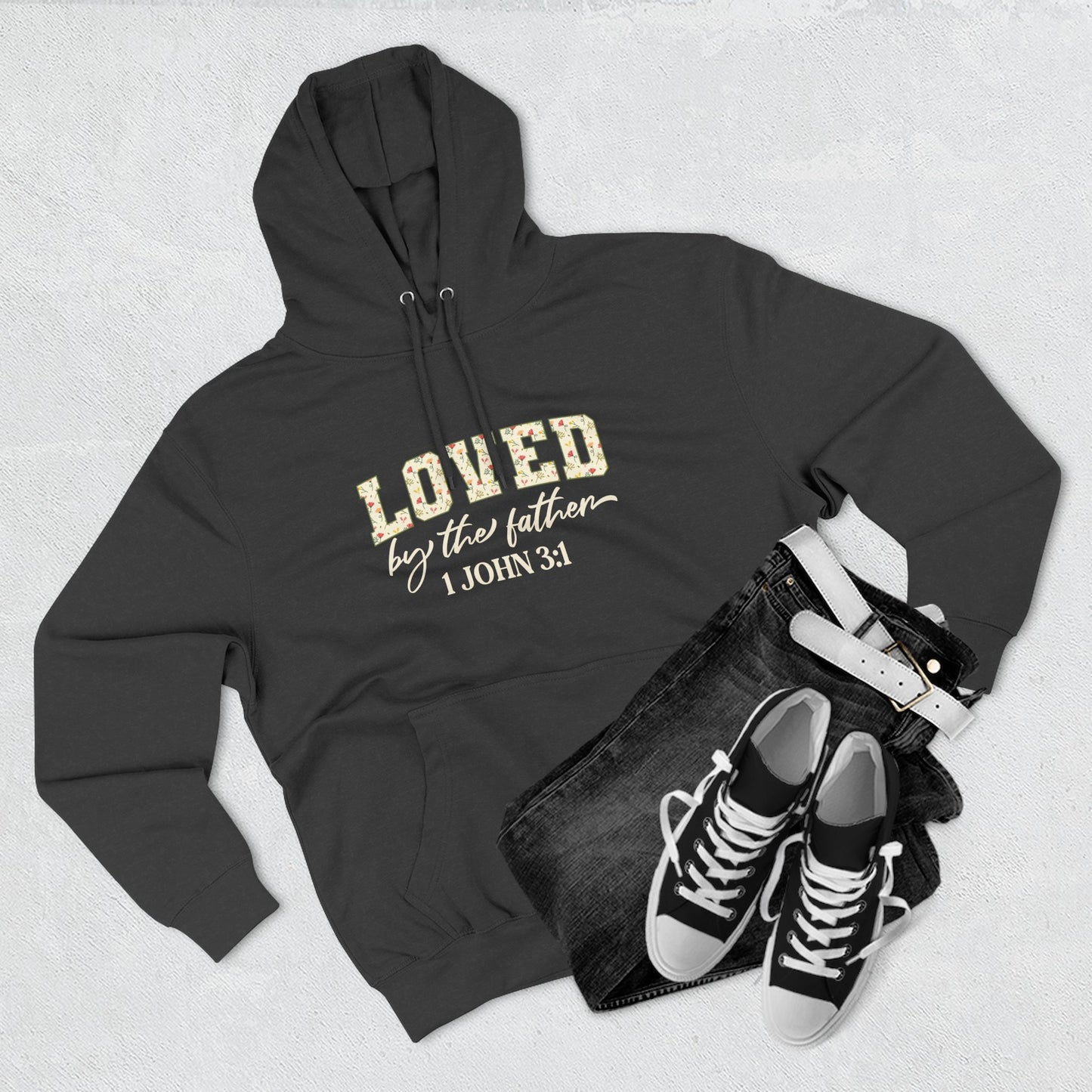 Loved Floral Hoodie — 'Loved' Graphic Fleece Pullover