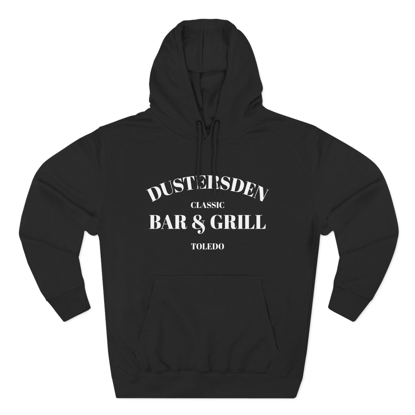 Dustersden Classic Bar and Grill Toledo Hoodie — Minimal Logo Fleece Pullover