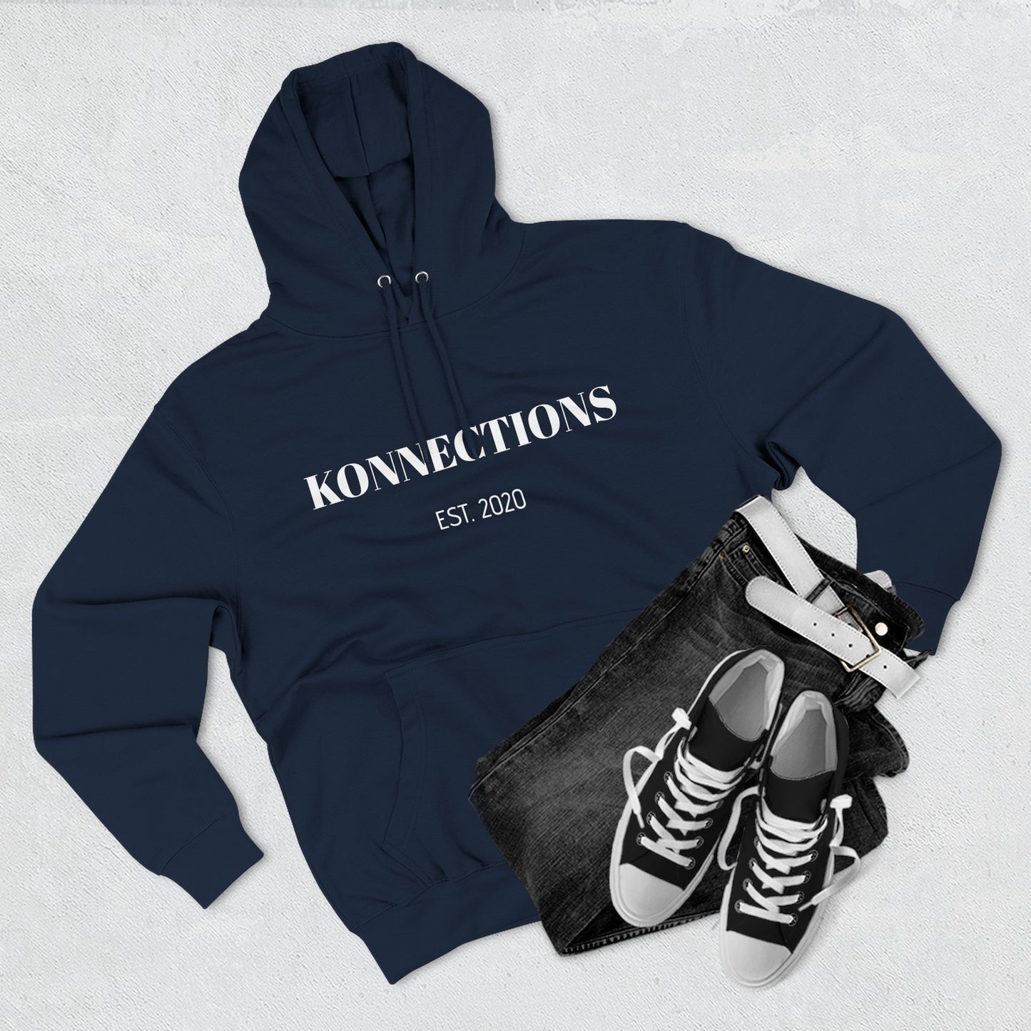 Konnections Fleece Hoodie — Minimal Text Graphic Pullover
