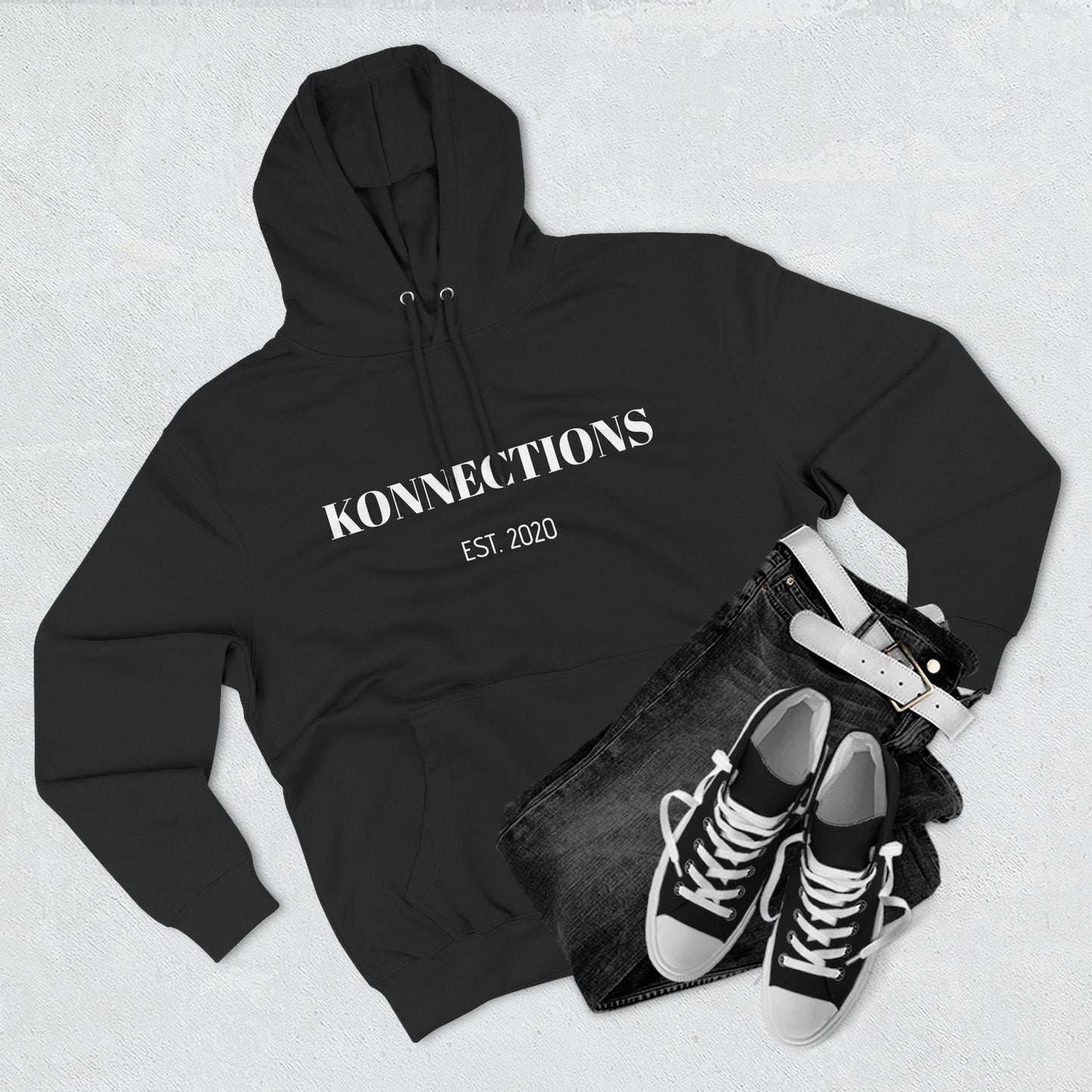 Konnections Fleece Hoodie — Minimal Text Graphic Pullover