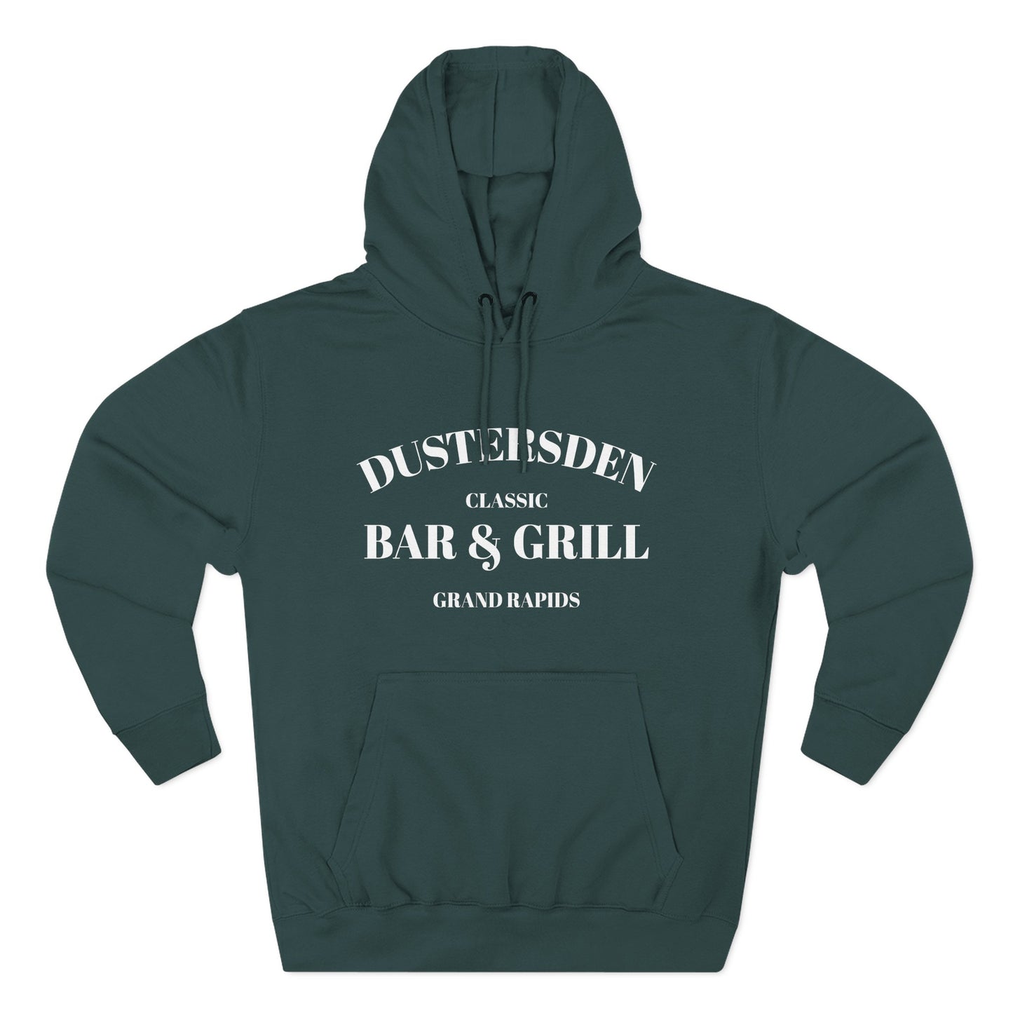 Dustersden Classic Bar and Grill Grand Rapids Hoodie — Minimal Logo Fleece Pullover