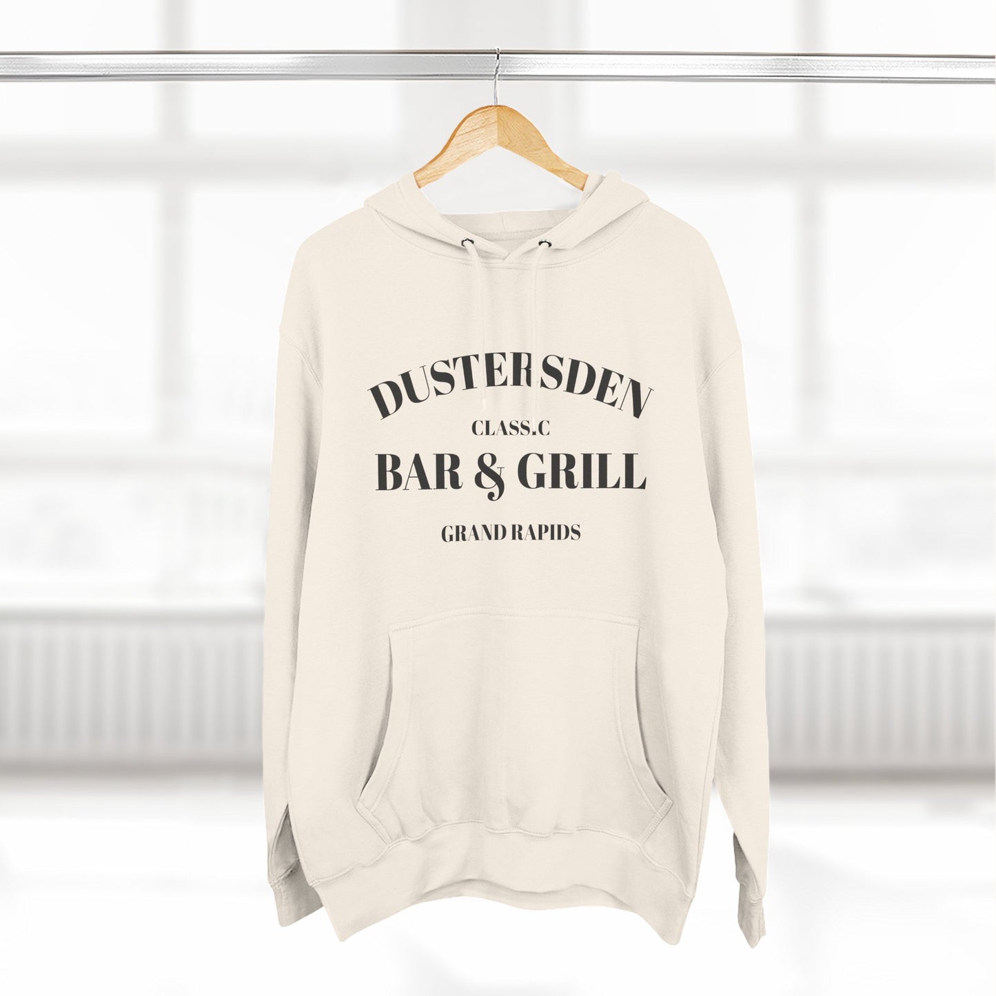 Dustersden Classic Bar and Grill Grand Rapids Hoodie — Minimal Logo Fleece Pullover