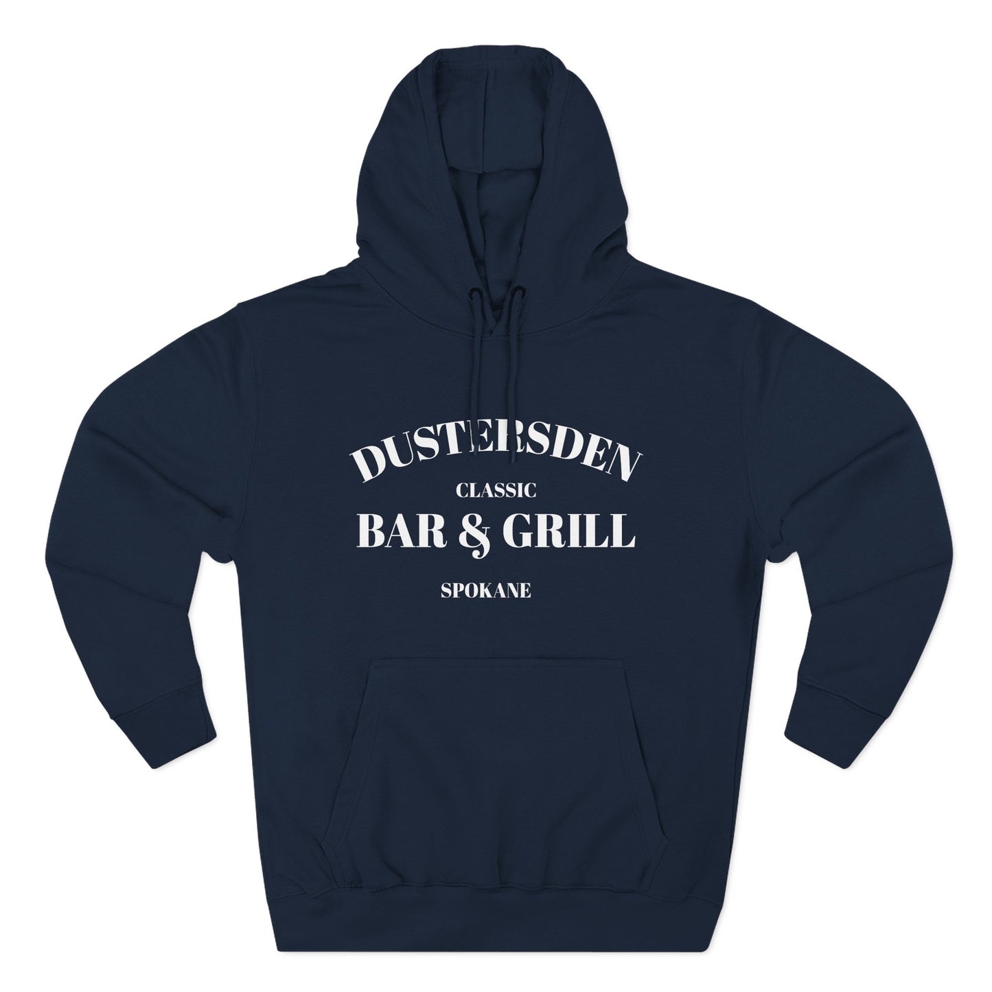 Dustersden Classic Bar and Grill Spokane Hoodie — Minimal Logo Fleece Pullover