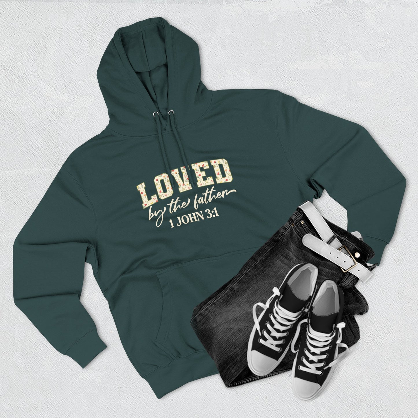 Loved Floral Hoodie — 'Loved' Graphic Fleece Pullover