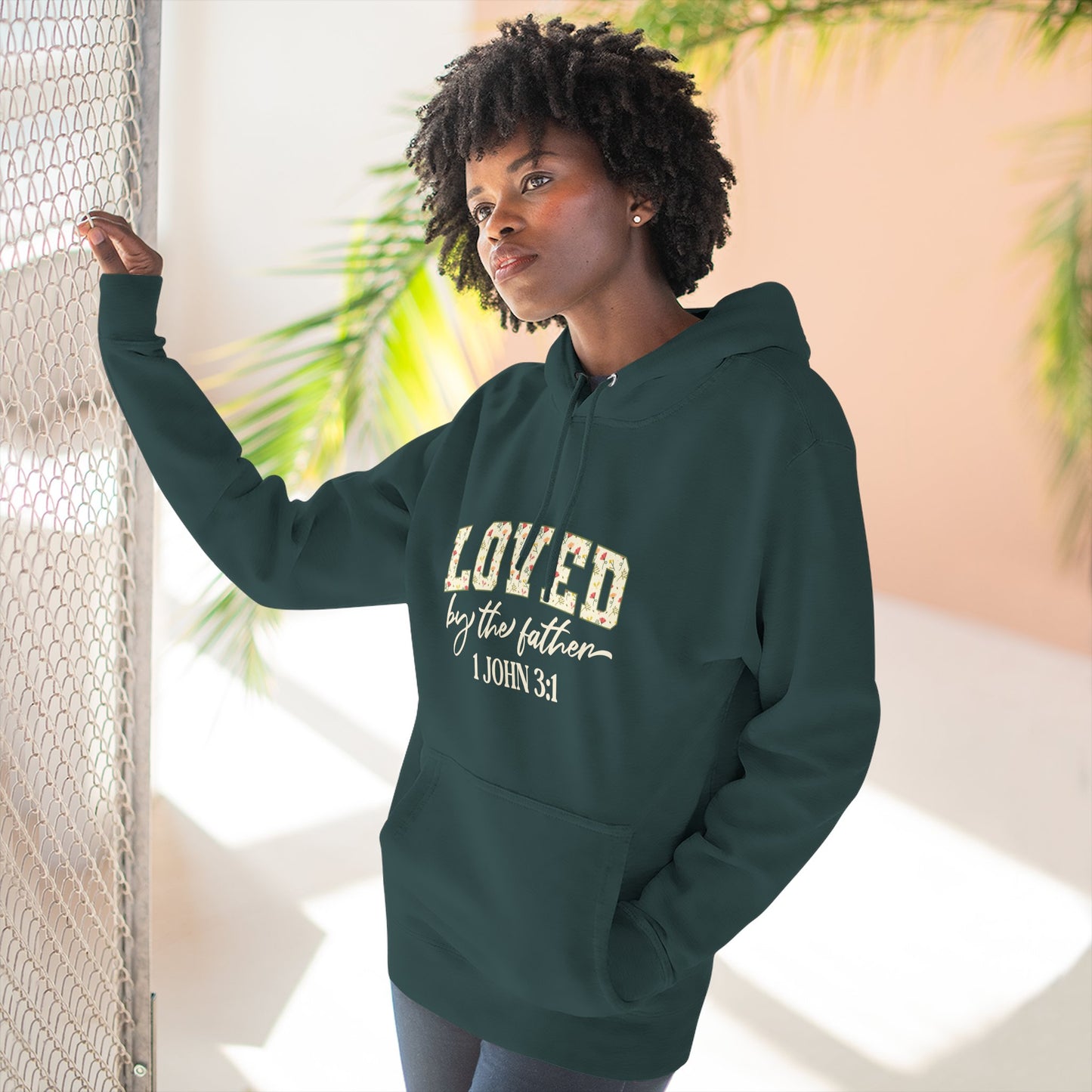 Loved Floral Hoodie — 'Loved' Graphic Fleece Pullover