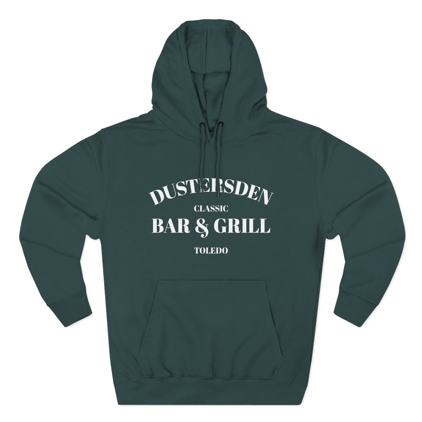 Dustersden Classic Bar and Grill Toledo Hoodie — Minimal Logo Fleece Pullover