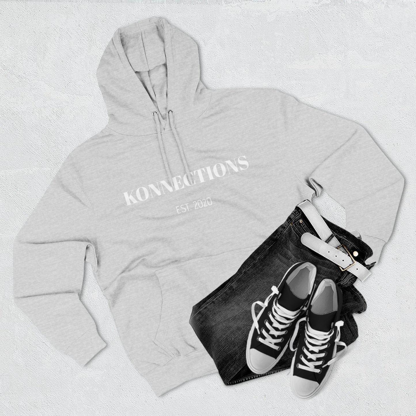 Konnections Fleece Hoodie — Minimal Text Graphic Pullover