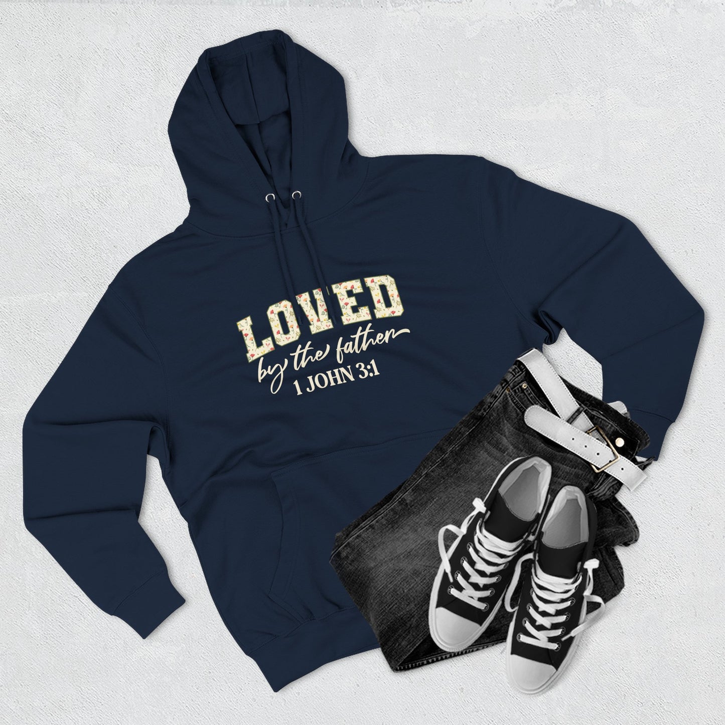 Loved Floral Hoodie — 'Loved' Graphic Fleece Pullover
