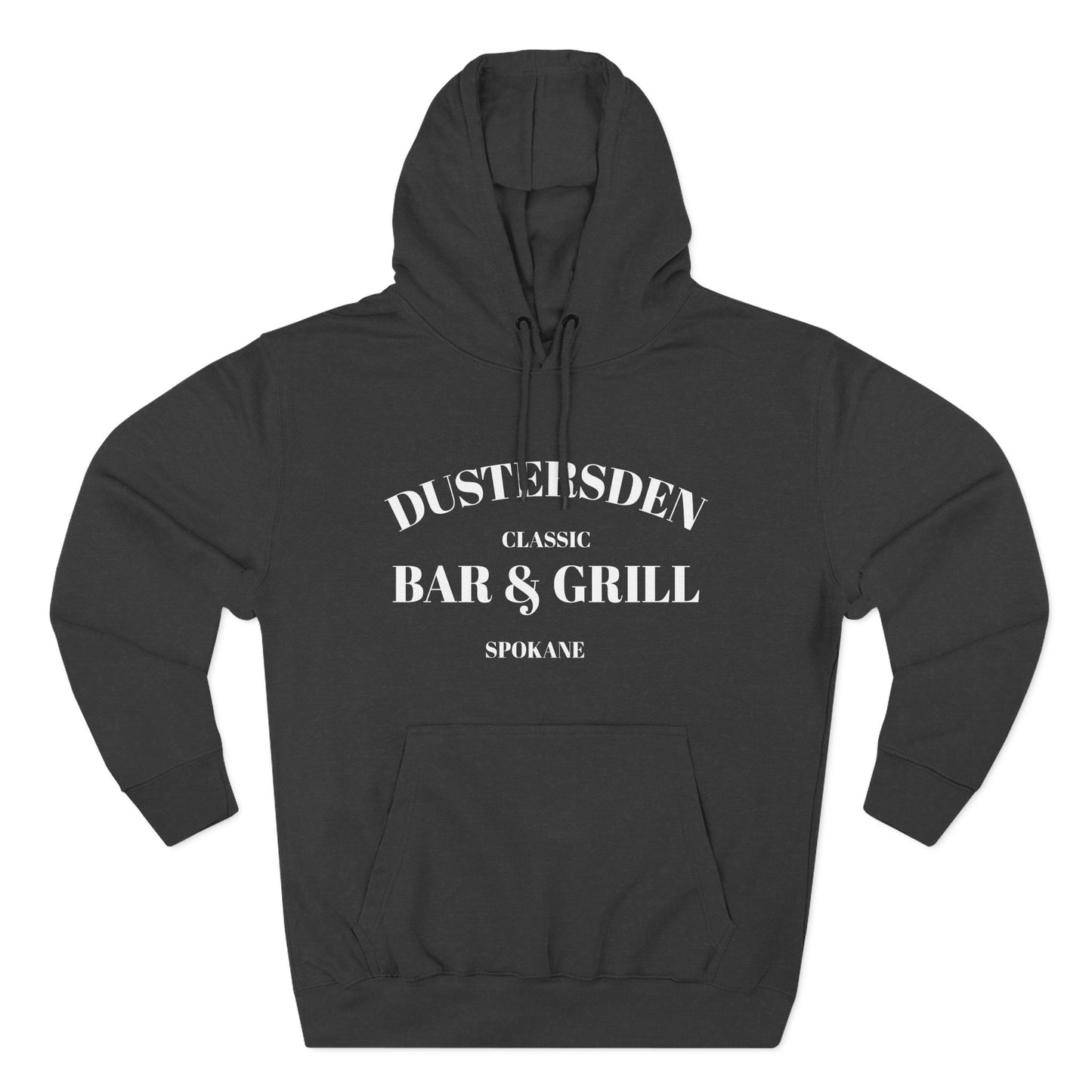 Dustersden Classic Bar and Grill Spokane Hoodie — Minimal Logo Fleece Pullover