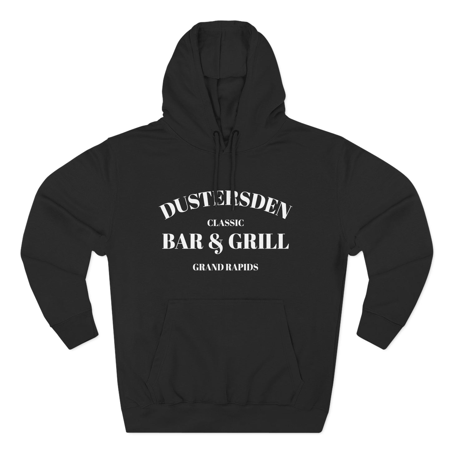 Dustersden Classic Bar and Grill Grand Rapids Hoodie — Minimal Logo Fleece Pullover