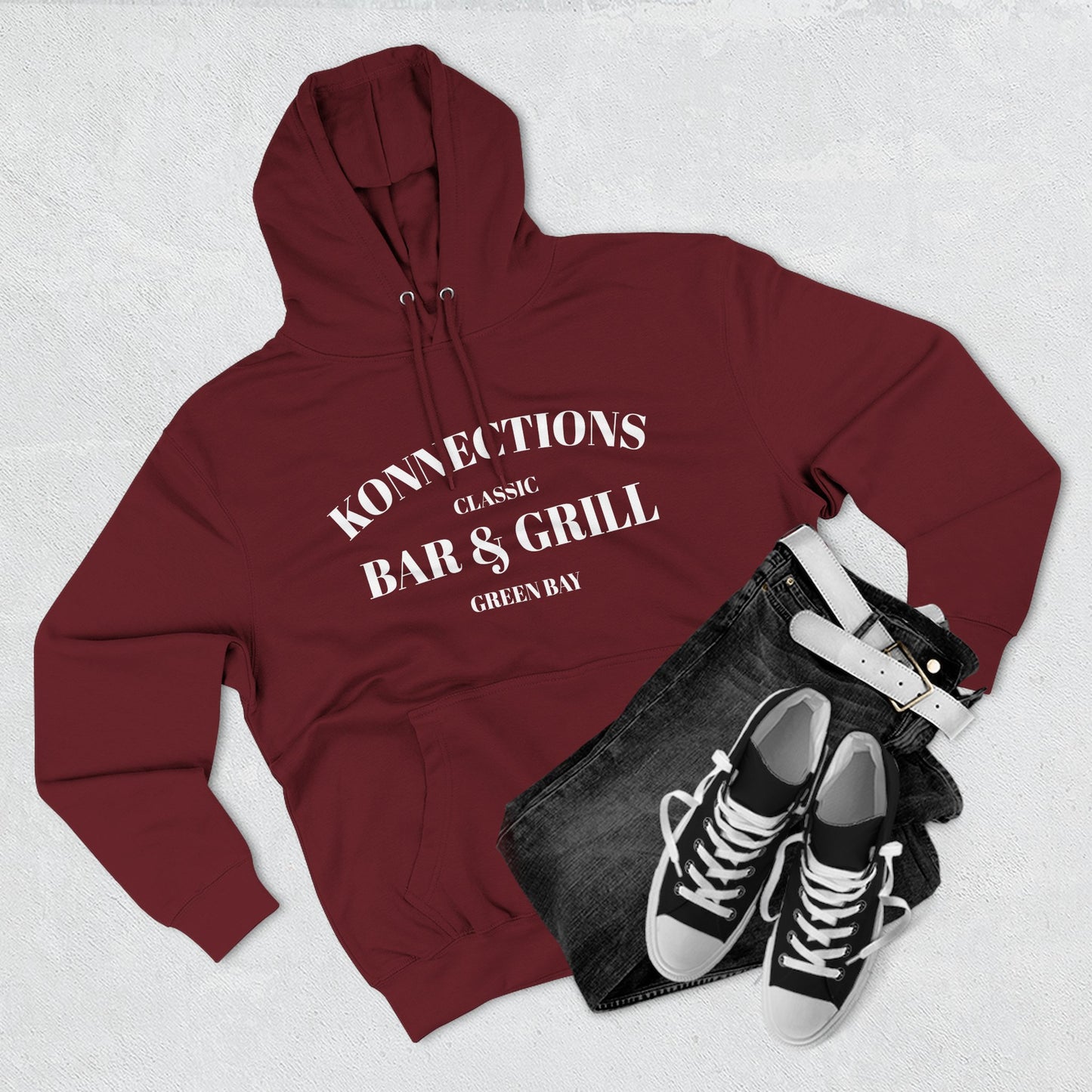Konnections Classic Bar and Grill Green Bay Hoodie — Minimal Logo Fleece Pullover