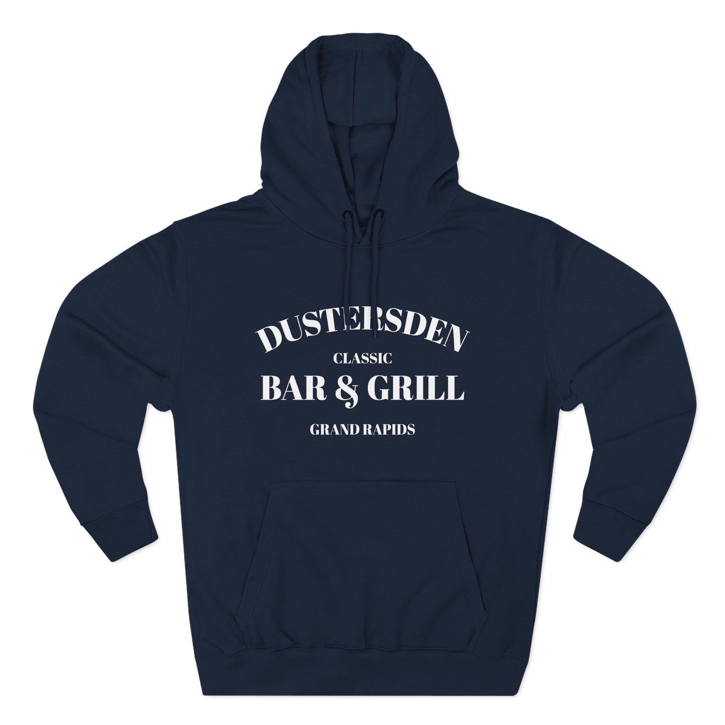 Dustersden Classic Bar and Grill Grand Rapids Hoodie — Minimal Logo Fleece Pullover