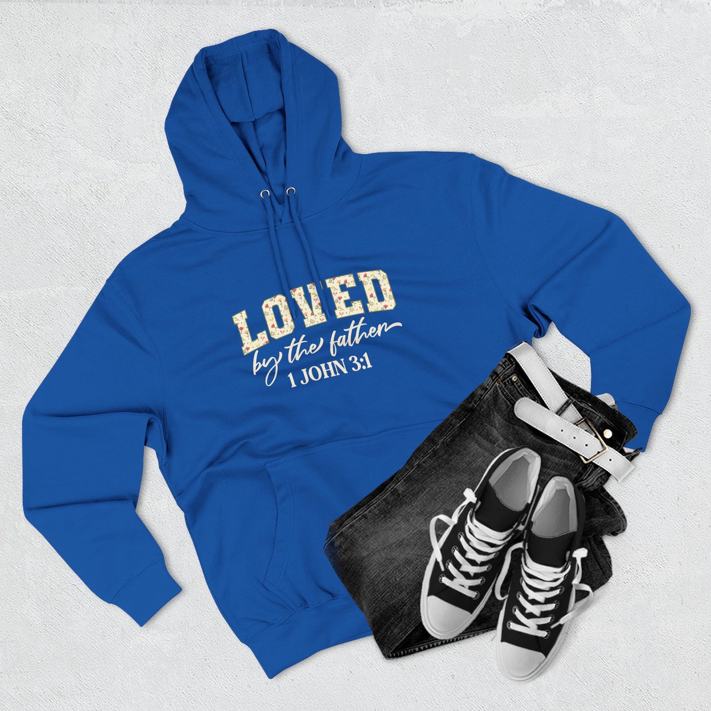 Loved Floral Hoodie — 'Loved' Graphic Fleece Pullover