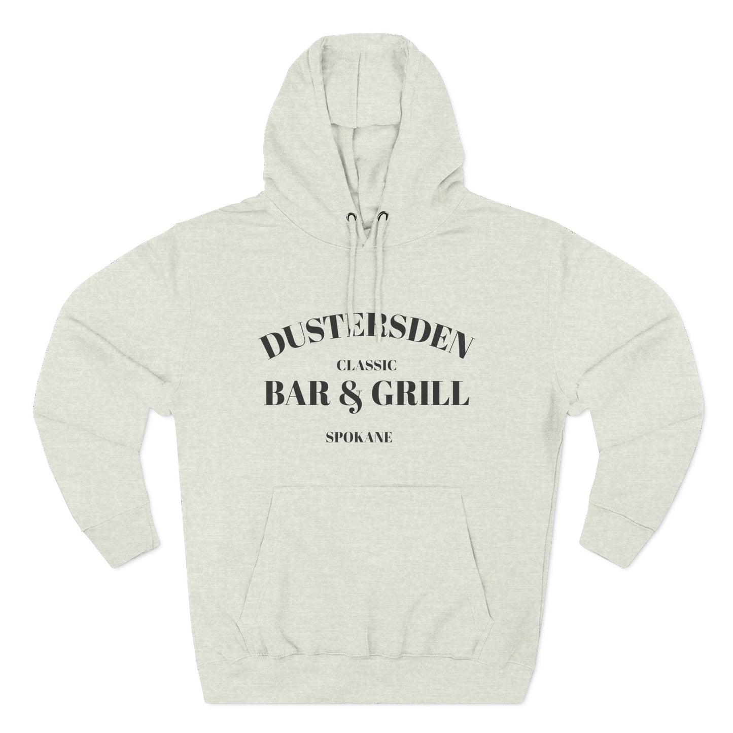 Dustersden Classic Bar and Grill Spokane Hoodie — Minimal Logo Fleece Pullover