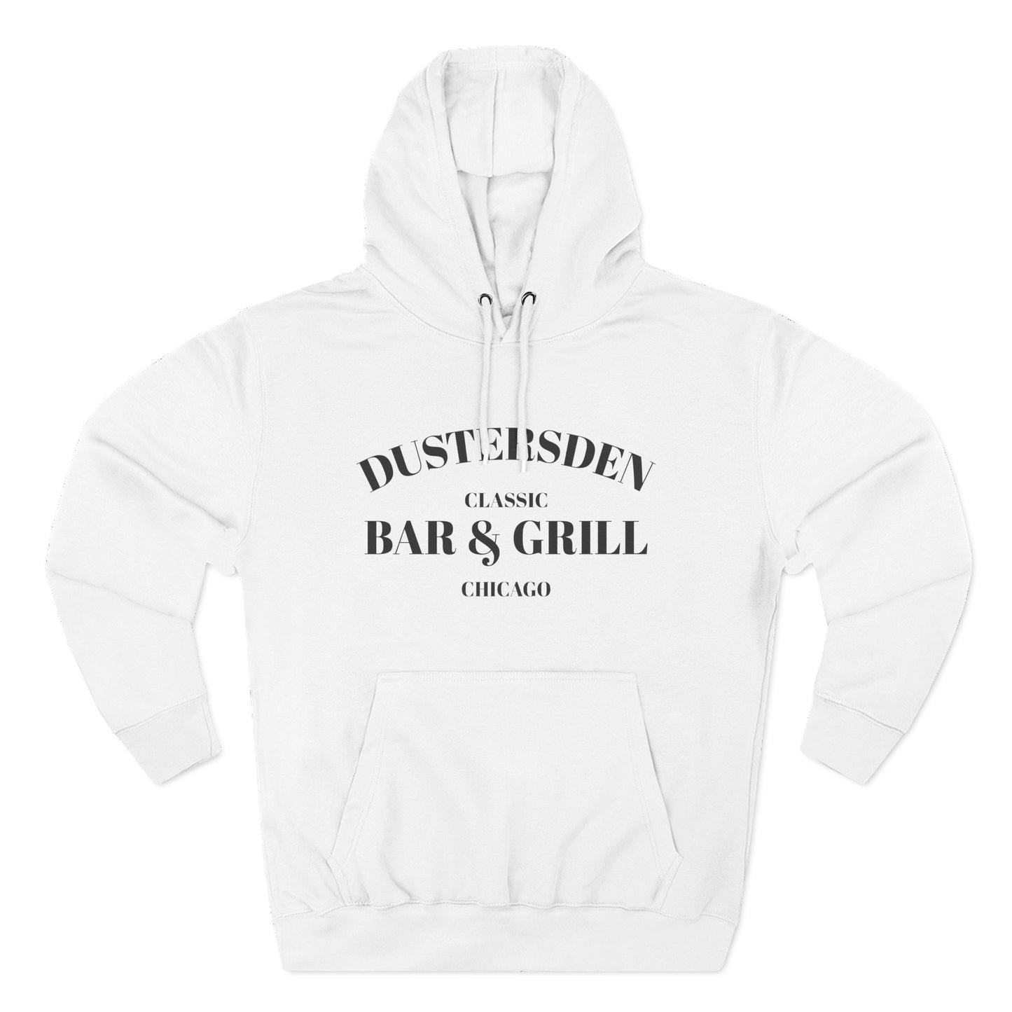 Dustersden Classic Bar and Grill Chicago Hoodie — Minimal Logo Fleece Pullover